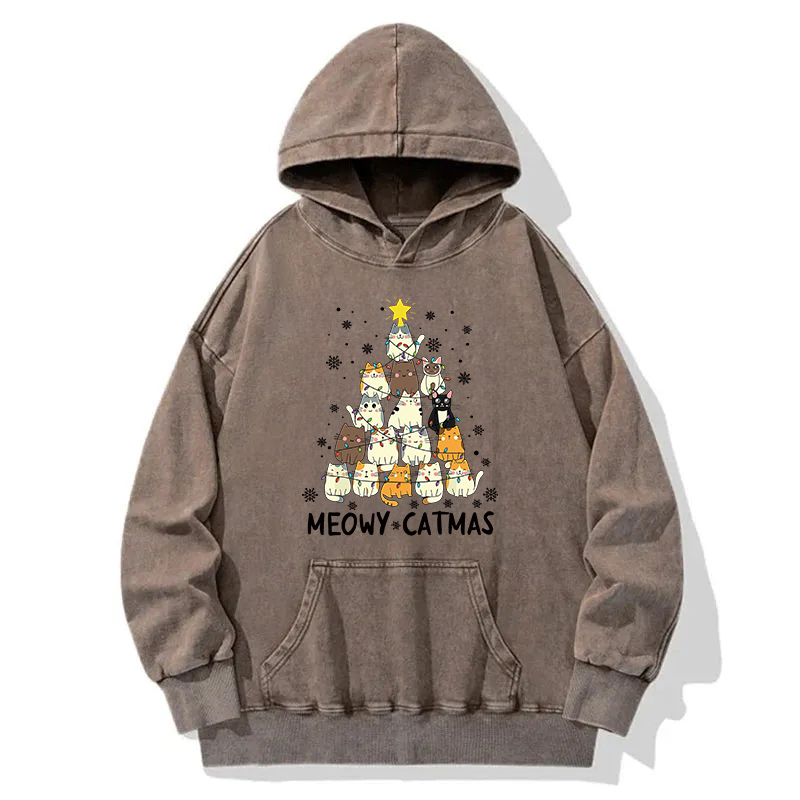 Tokyocanvas Meowy Catmas Washed Hoodie