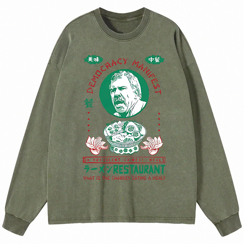 Tokyocanvas Delicious Chinese Food Long Sleeve Washed T-Shirt