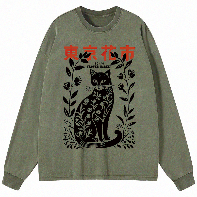 Tokyocanvas Tokyo Flower Market Long Sleeve Washed T-Shirt