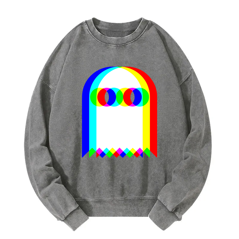 Tokyocanvas Halloween Psychedelic Ghosts Washed Sweatshirt
