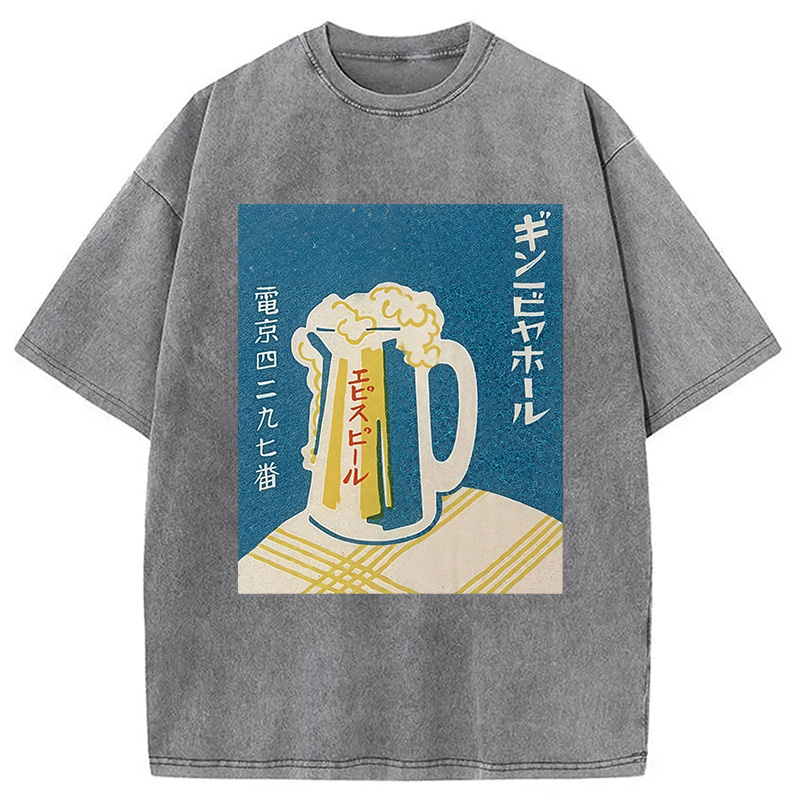 Tokyocanvas Japanese Vintage Beer Mug Washed T-Shirt