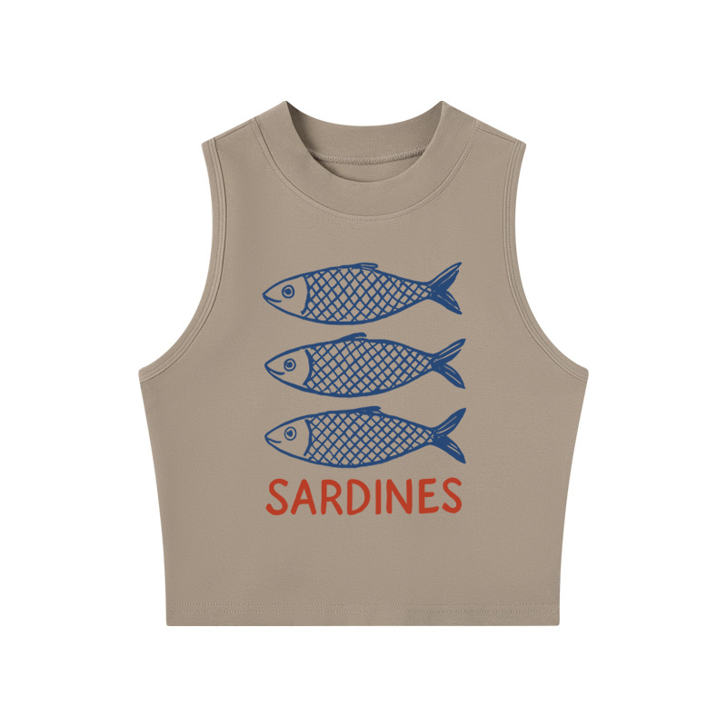 Tokyocanvas Sardines Retro Crew Neck Crop Top