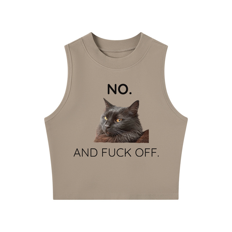 Tokyocanvas Grumpy Cat Crew Neck Crop Top