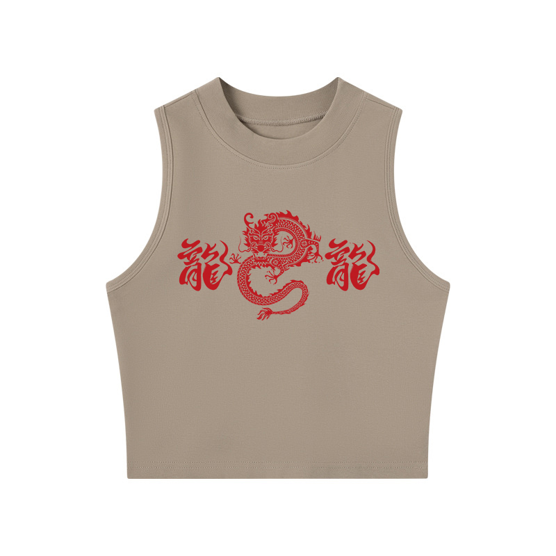 Tokyocanvas Dragon Crew Neck Crop Top