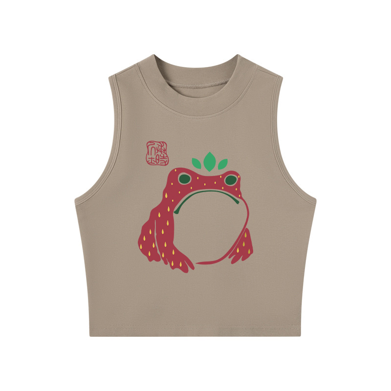 Tokyocanvas Strawberry Frog Crew Neck Crop Top