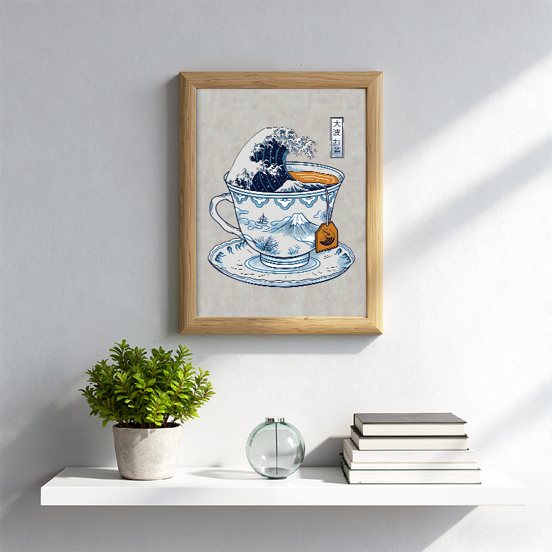 Tokyocanvas Great Wave off Kanagawa Storm Framed Art Print