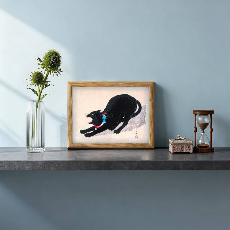 Tokyocanvas Black Cat Hissing Framed Art Print