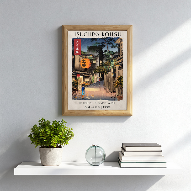 Tokyocanvas Evening in Ushigome Framed Art Print
