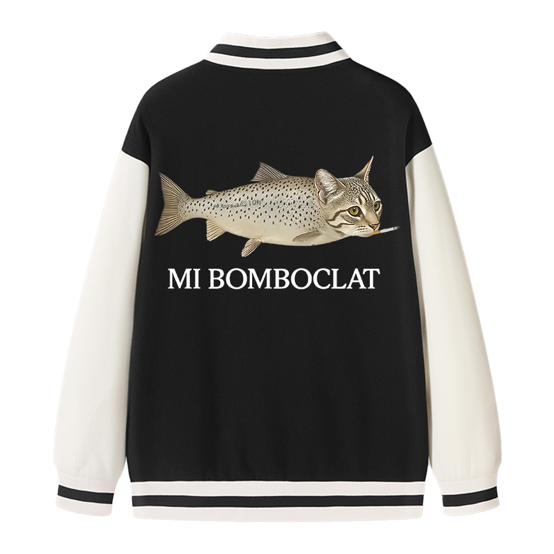 Tokyocanvas Bomboclat Fish Cat Meme Varsity Jacket