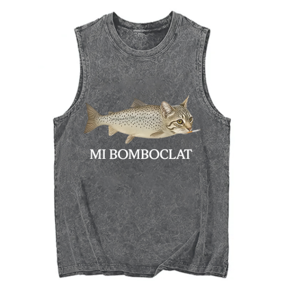 Tokyocanvas Bomboclat Fish Cat Meme Washed Tank