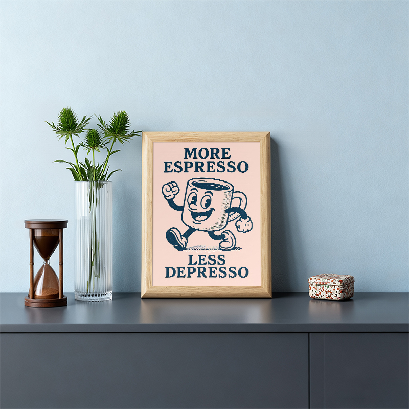 Tokyocanvas More Espresso Less Depresso Coffee Framed Art Print
