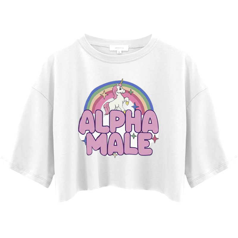 Tokyocanvas Rainbow Unicorn Alpha Male Crop Top
