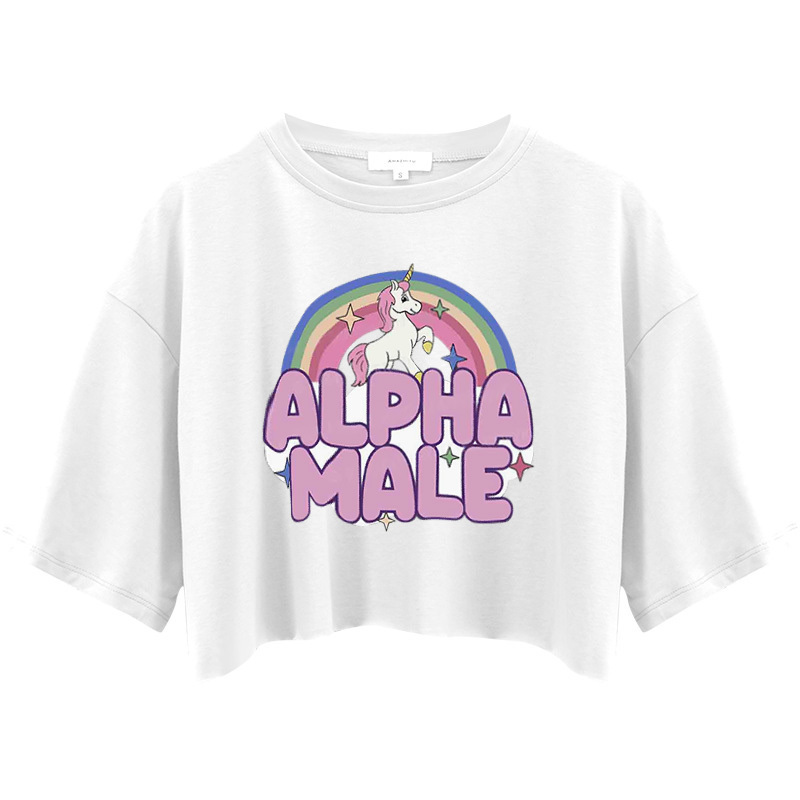 Tokyocanvas Rainbow Unicorn Alpha Male Crop Top