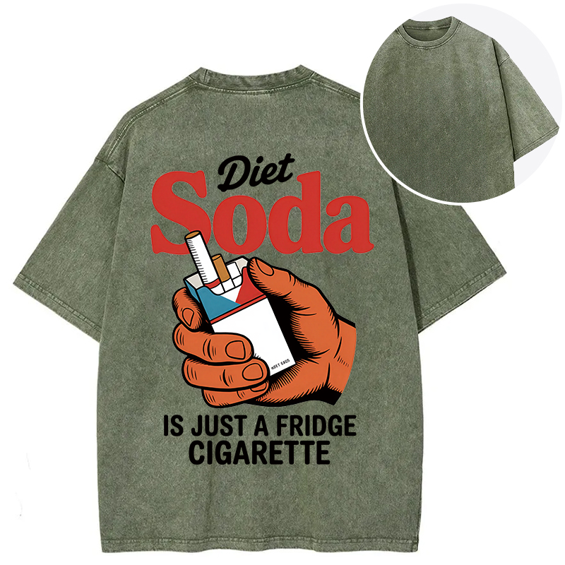 Tokyocanvas Diet Soda Is Just A Fridge Cigarette Funny Back Washed T-Shirt