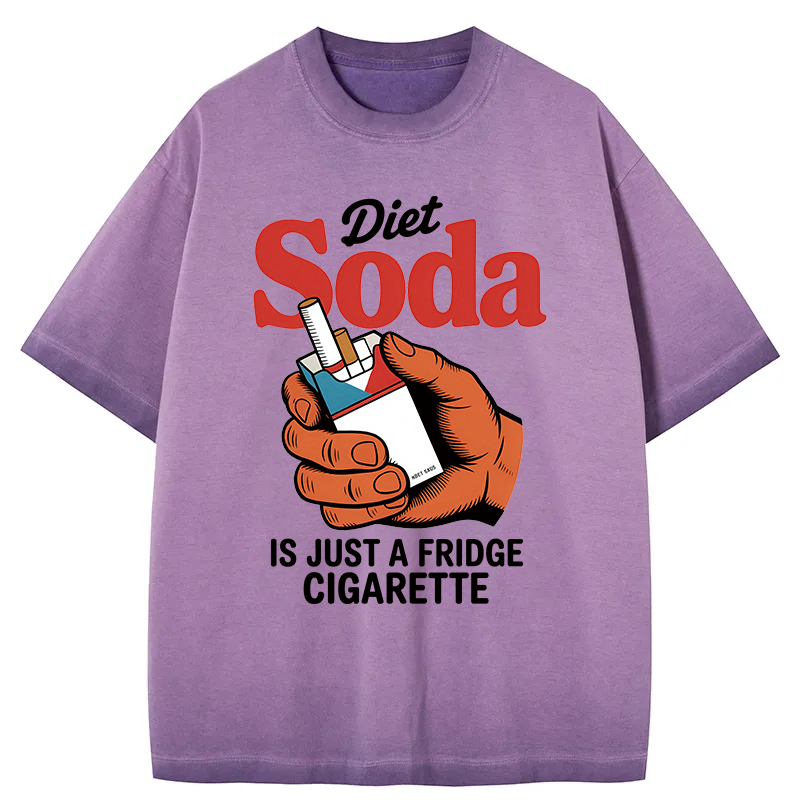 Tokyocanvas Diet Soda Is Just A Fridge Cigarette Funny Gradient Washed T-Shirt