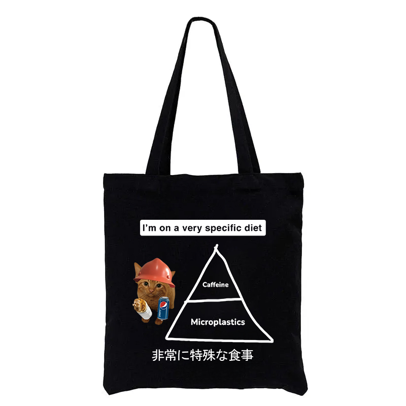 Tokyocanvas A Very Specific Diet Cat Meme Tote Bag