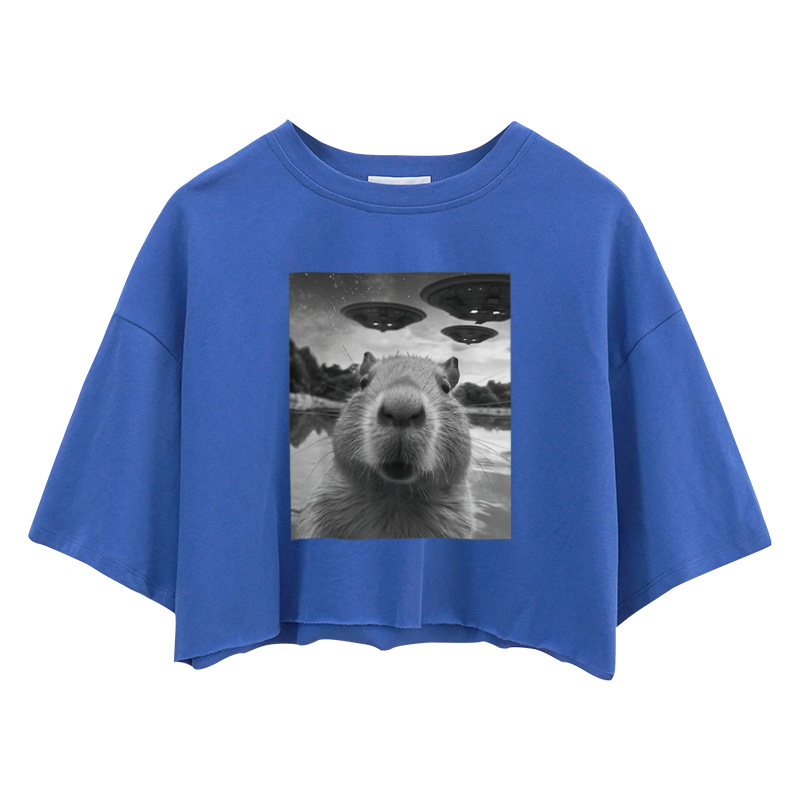 Tokyocanvas Funny Capybara UFO Crop Top