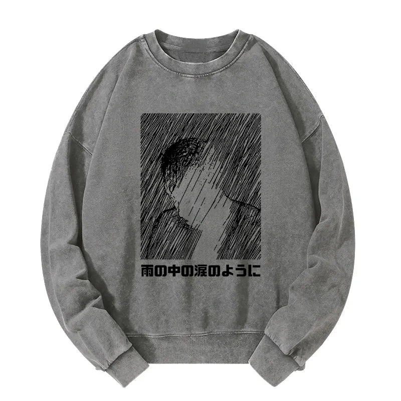 Tokyocanvas People In The Rain Washed Sweatshirt