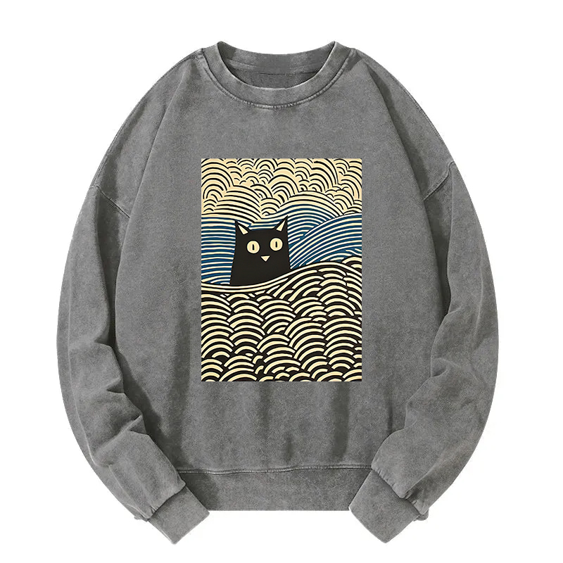 Tokyocanvas Kawaii Cat Japanese Washed Sweatshirt