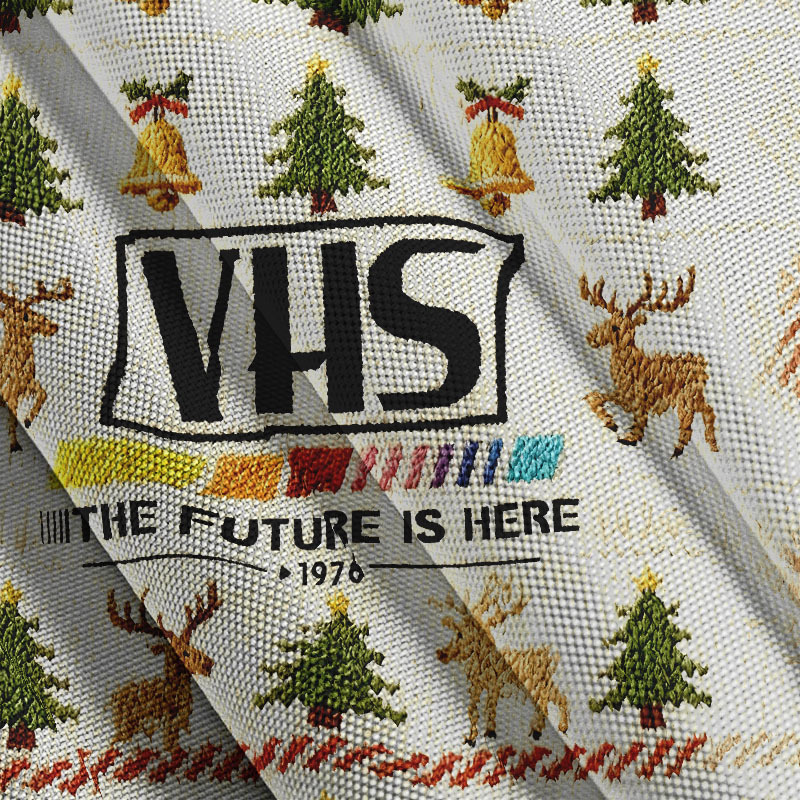 Tokyocanvas VHS 1976 Vintage Christmas Ugly Sweatshirt