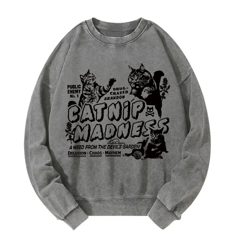 Tokyocanvas Catnip Madness Washed Sweatshirt