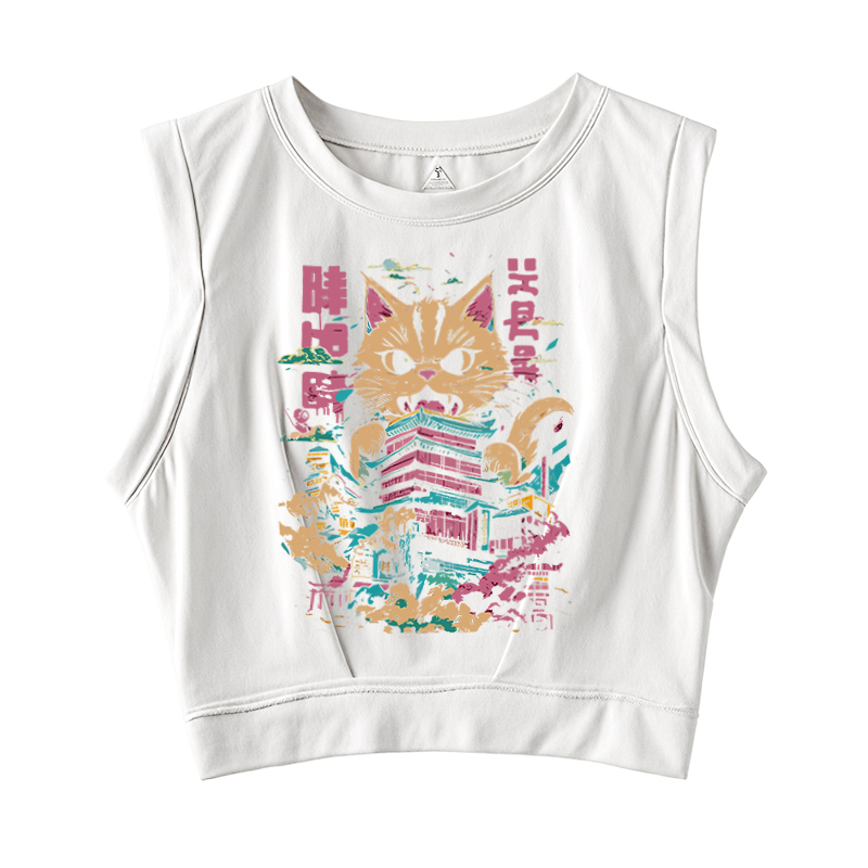 Tokyocanvas Japanese Cat Cat Lover Sleeveless Crop Top