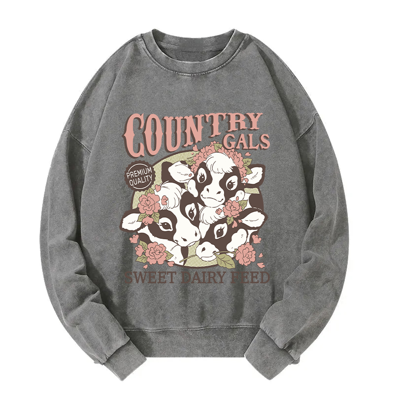 Tokyocanvas Country Cow Gals Washed Sweatshirt