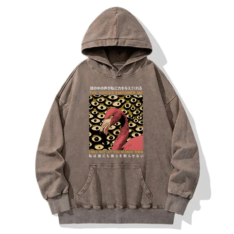 Tokyocanvas The Voices Empower Me Flamingo Washed Hoodie