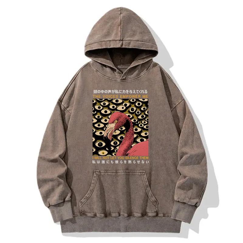Tokyocanvas The Voices Empower Me Flamingo Washed Hoodie