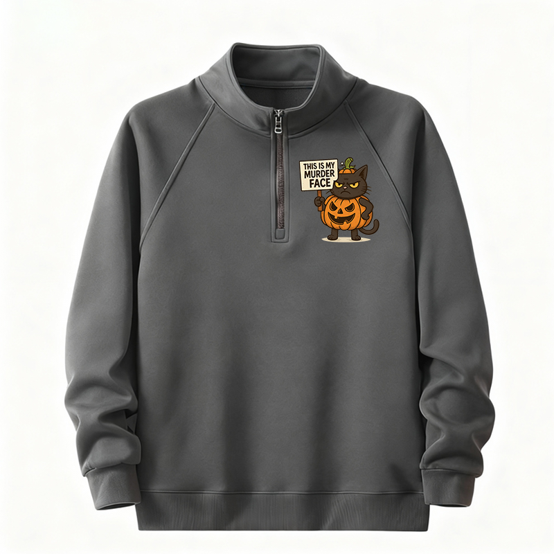 Tokyocanvas This Is My Murder Face Half-Zip Sweatshirt