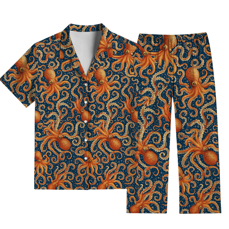Tokyocanvas Orange Gold Octopus Pajama Set