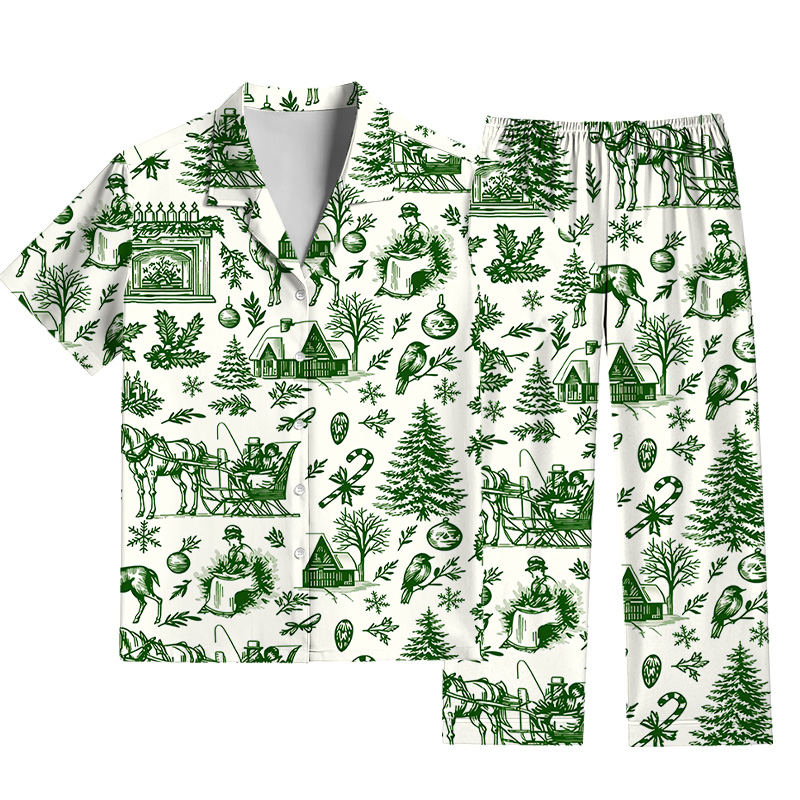 Tokyocanvas Retro Christmas Reindeer Pajama Set