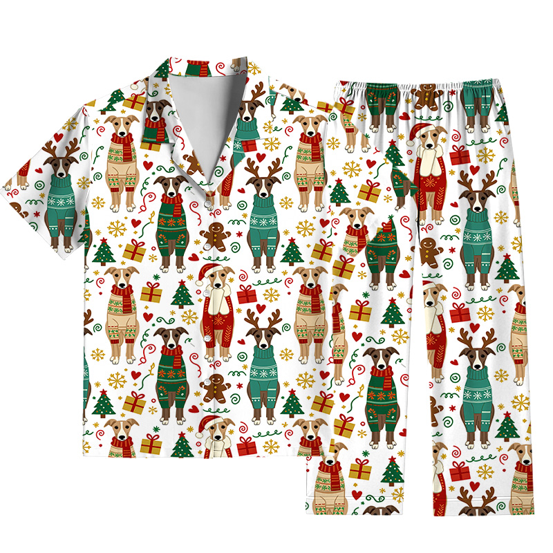 Tokyocanvas Greyhound Christmas Pajama Set