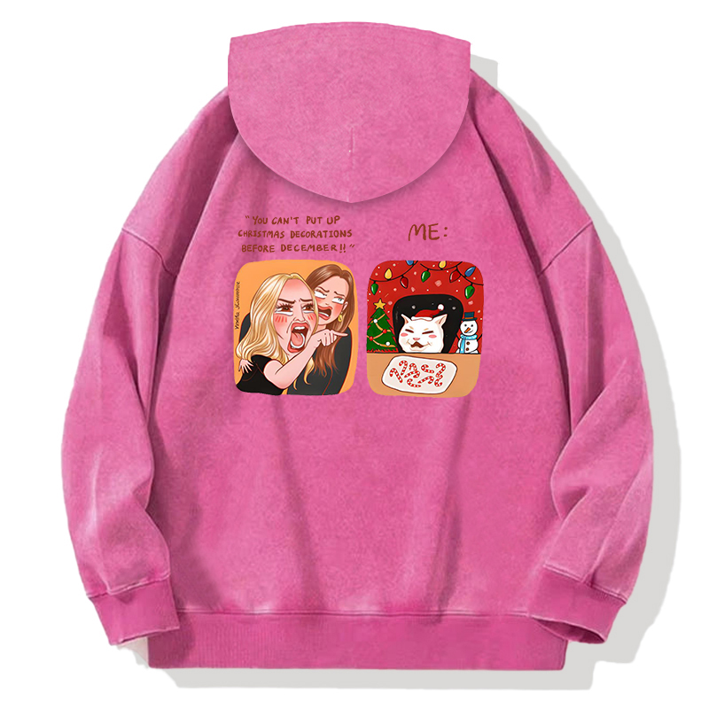 Tokyocanvas Christmas Cat Meme Back Washed Hoodie