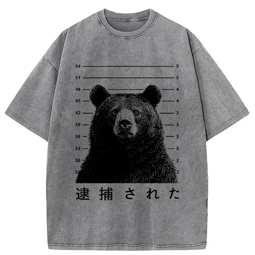 Tokyocanvas Arrested Bear Washed T-Shirt