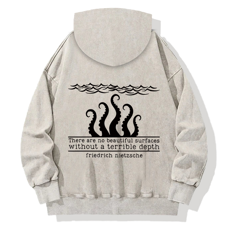 Tokyocanvas Mysterious Octopus Monster Back Washed Hoodie