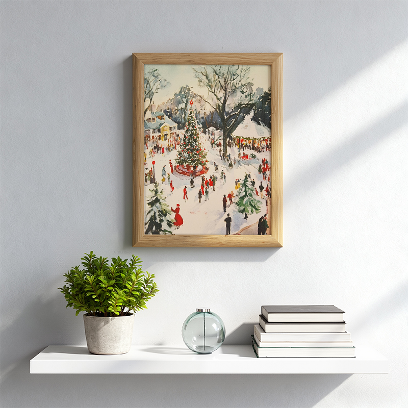 Tokyocanvas Winter Town Square Framed Art Print