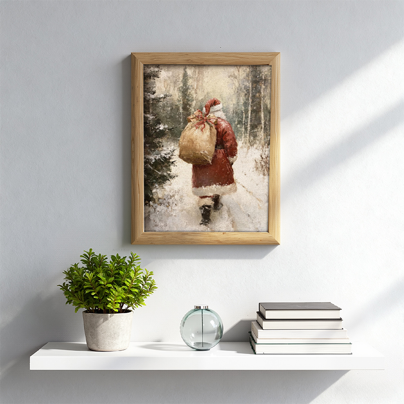 Tokyocanvas Santa Claus In Winter Forest Framed Art Print