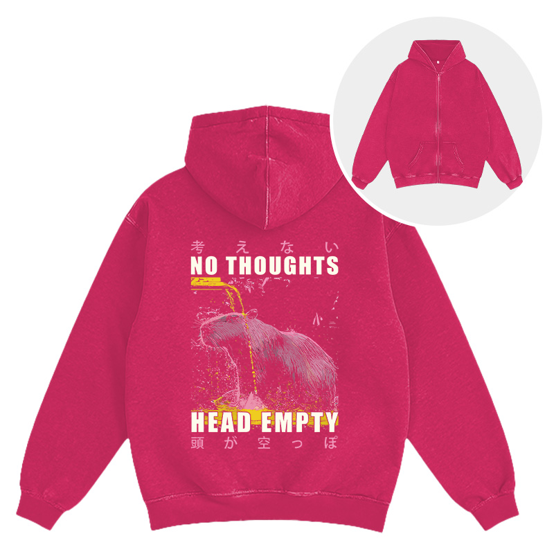 Tokyocanvas No Thoughts Head Empty Washed Zip Hoodie
