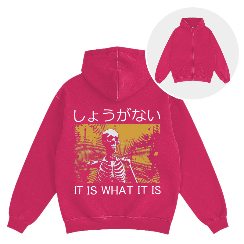 Tokyocanvas It is what it is Skeleton Washed Zip Hoodie