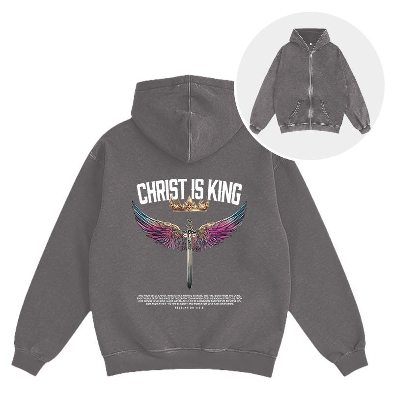 Tokyocanvas Christ Is King Christian Washed Zip Hoodie