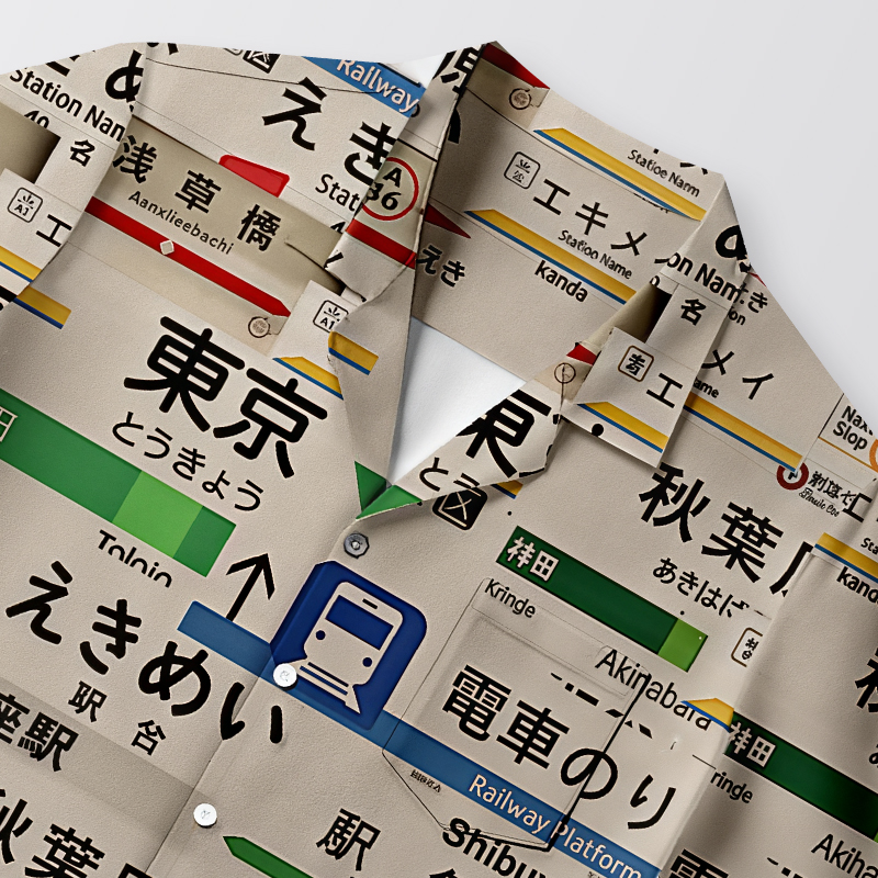 Tokyocanvas Japanese Line Station Sign Hawaiian Shirt