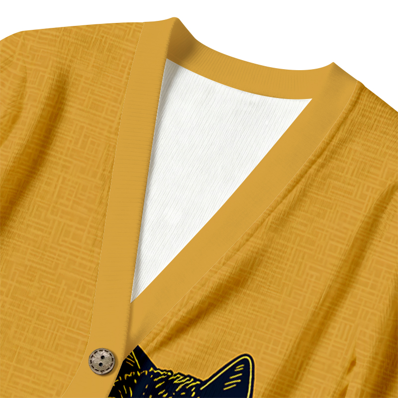 Tokyocanvas Black Cat Waiting for Coffee Ugly Cardigan Sweatshirt