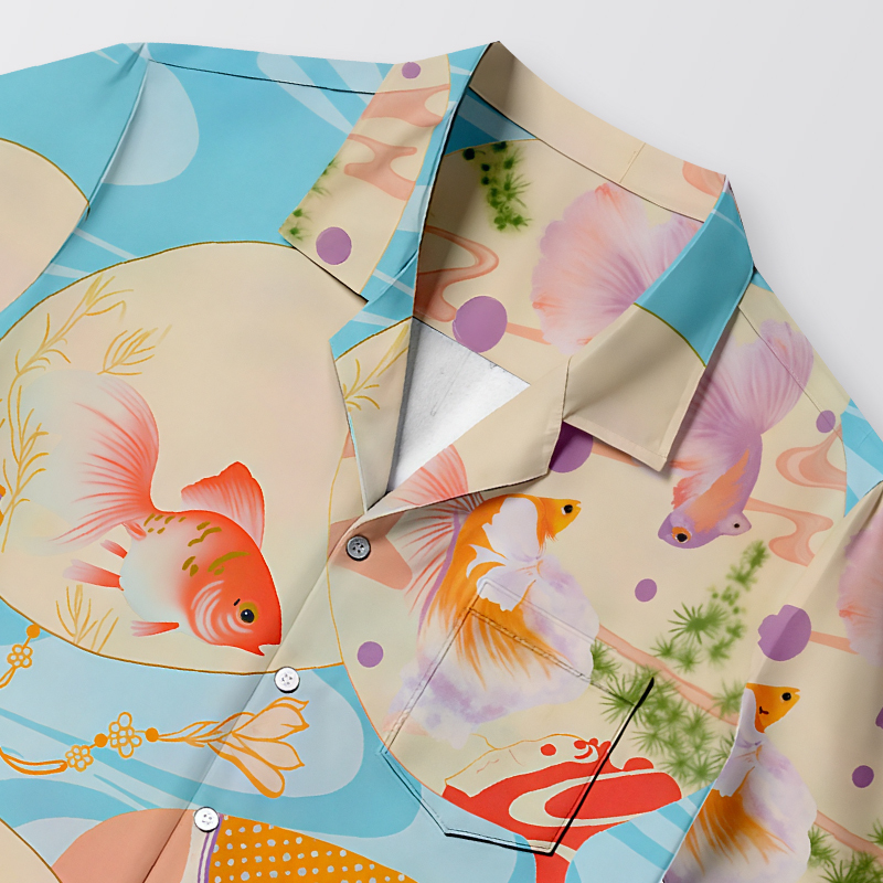 Tokyocanvas Blue Whisperers of Flowing Water Hawaiian Shirt