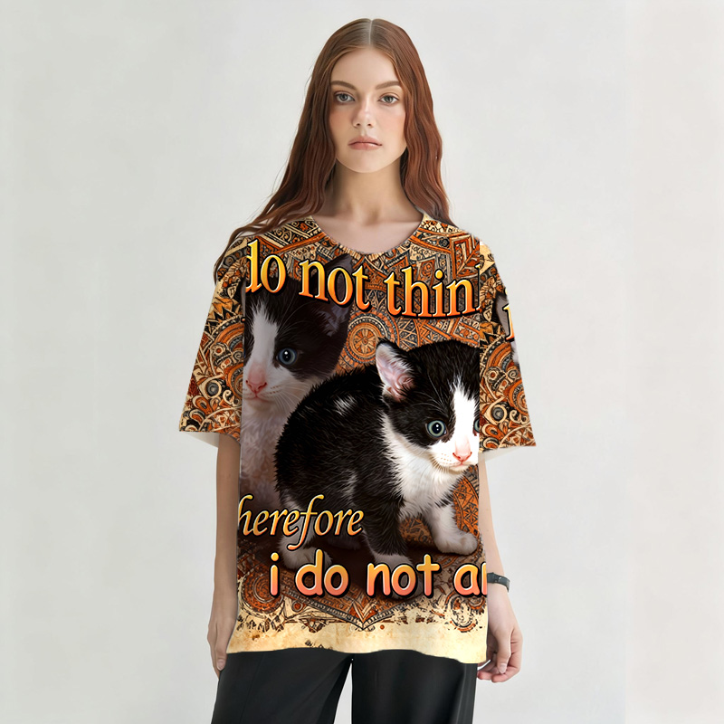 Tokyocanvas Cat Meme Graphic Print T-shirt