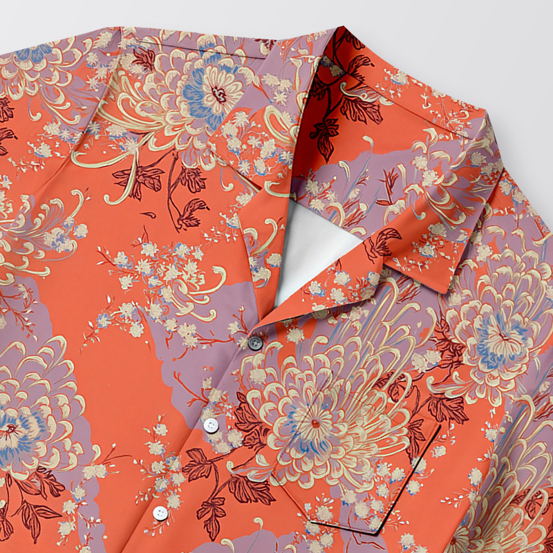 Tokyocanvas Royal Flower Hawaiian Shirt