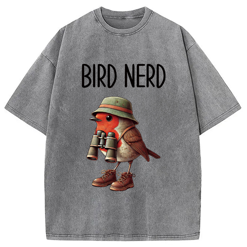 Tokyocanvas Funny Bird Nerd Washed T-Shirt