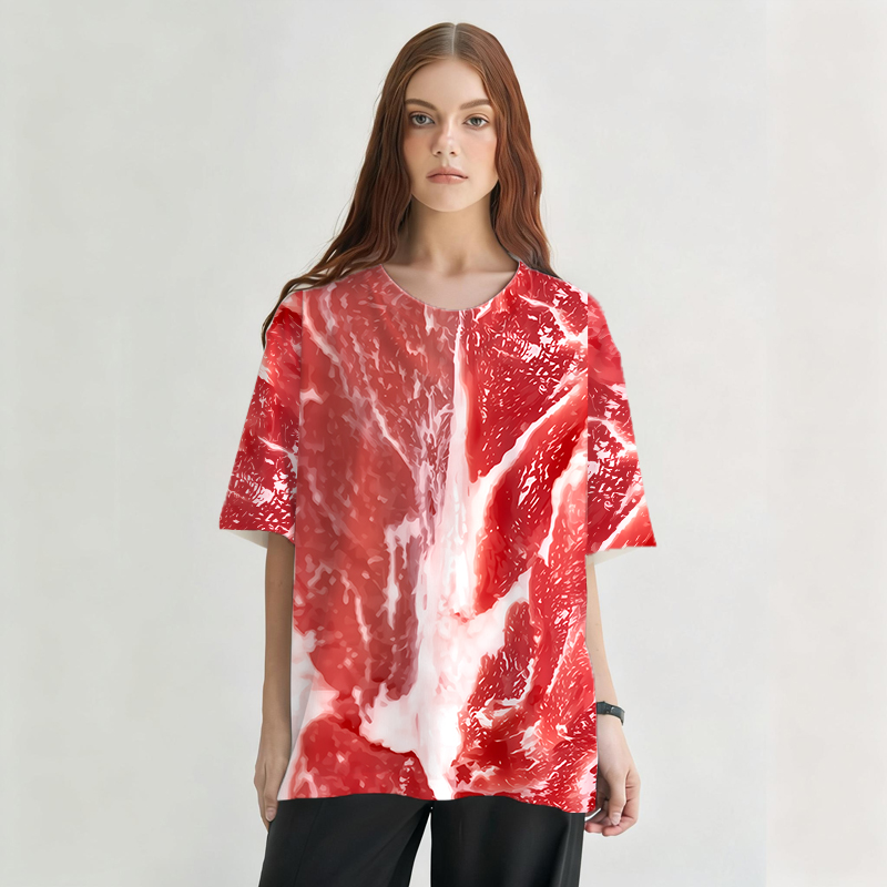 Tokyocanvas Raw Meat Prank Graphic Print T-shirt