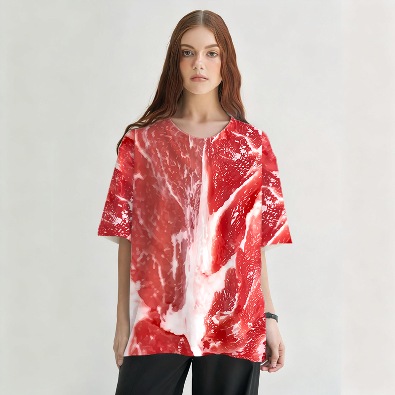 Tokyocanvas Raw Meat Prank Graphic Print T-shirt