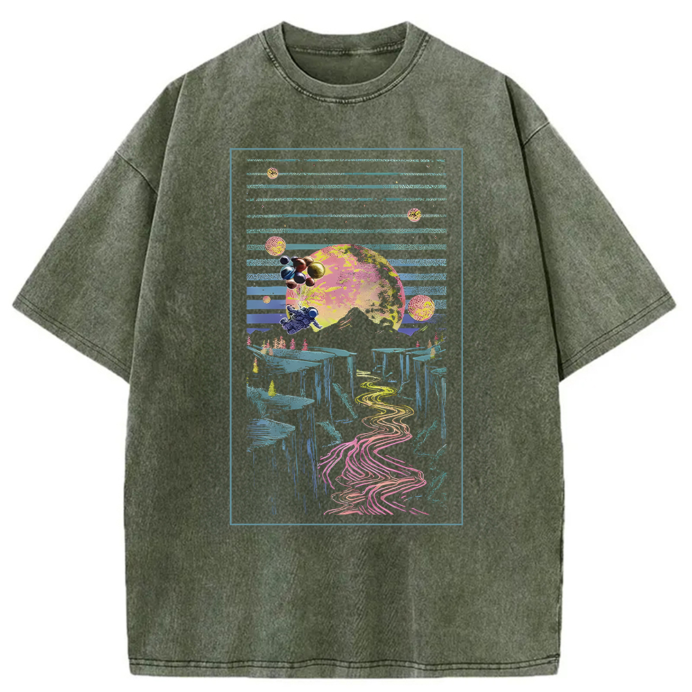Tokyocanvas Moon And Balloon Washed T-Shirt